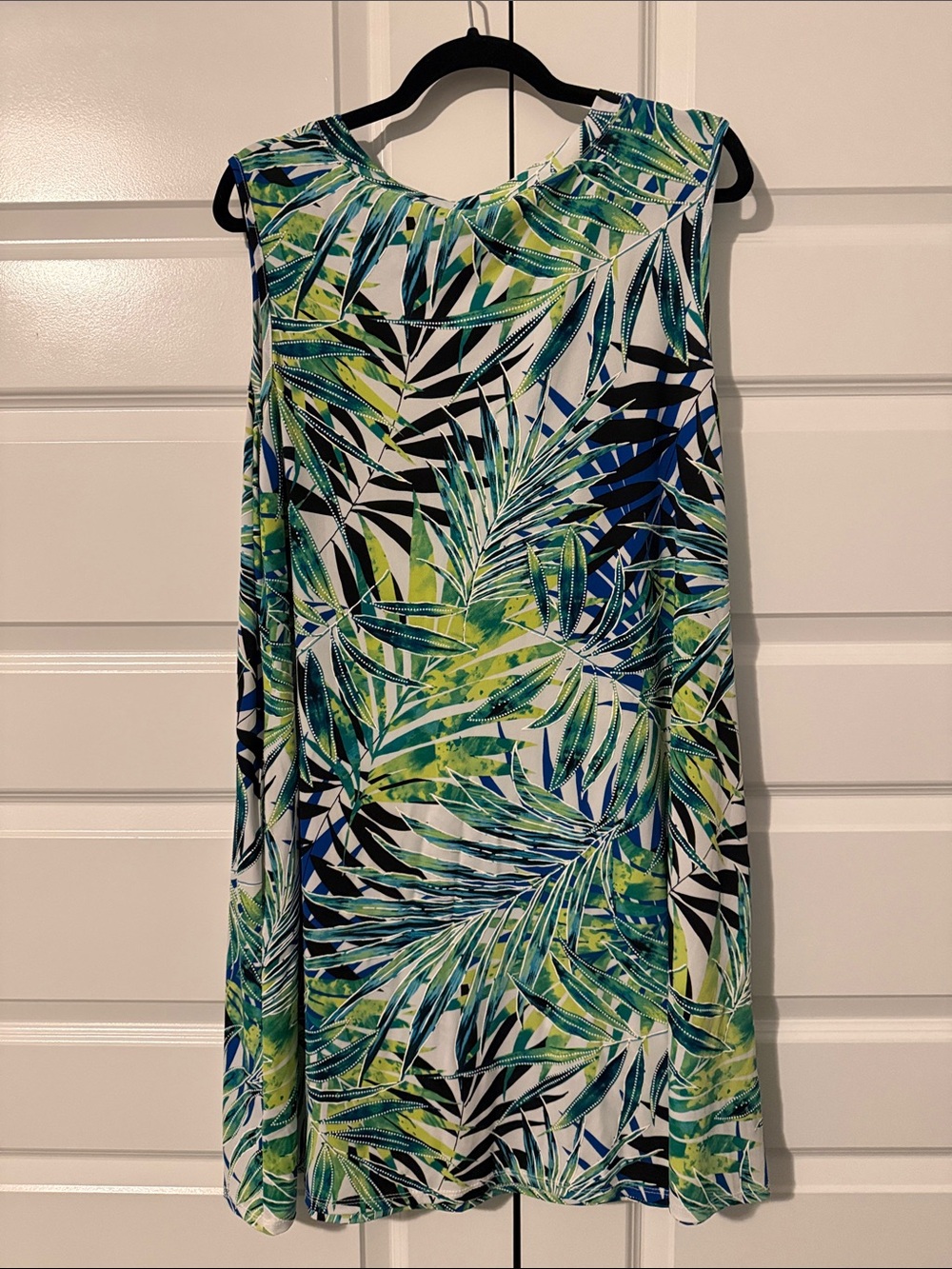 Apt. 9 Tropical Palm Print Sleeveless Dress in Green and Blue - Picture 2 of 2